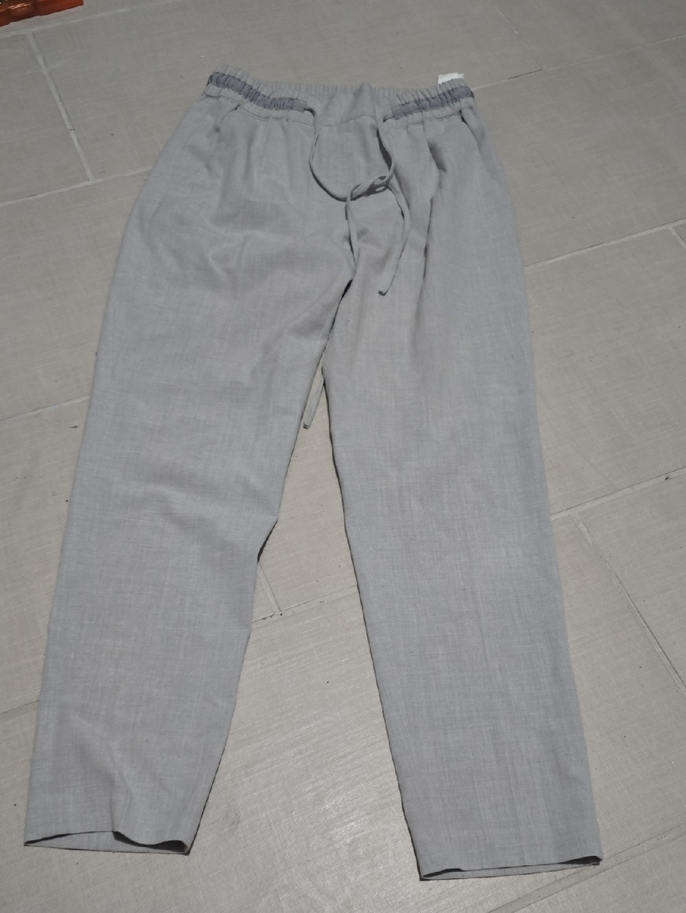 Zara Light Gray Drawstring Chinos